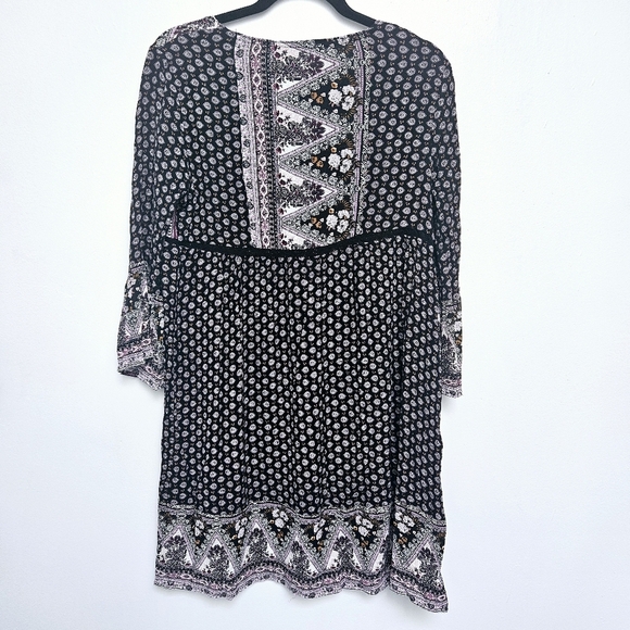 Knox Rose Paisley & Batic Print Flowy Quater Sleeve Midi sz M Tunic Dress - Picture 2 of 11